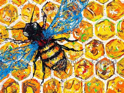 Honey Bee Art X Giclee Print Modern Wall Art Bug Art Etsy