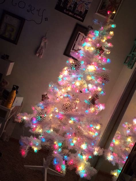 30 White Christmas Tree With Colored Lights Kiddonames