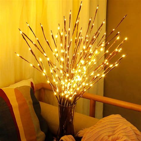 Hazel Tech Led Lighted Brown Willow Branches 20 Pcs Artificial Branches