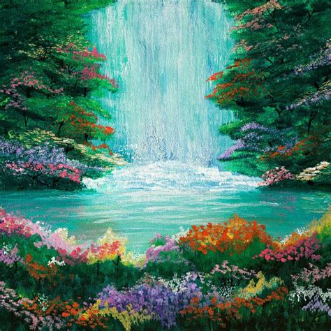 The Waterfall6x612x12 Landscape Giclee By Parimacreativestudio 2400
