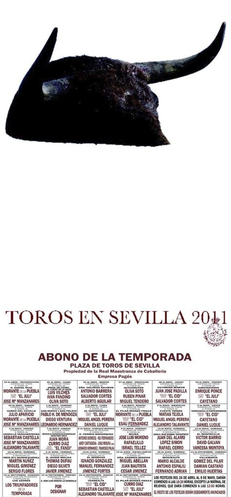 Cartel De Toros De La Feria De Sevilla 2011 Carteles Taurinos