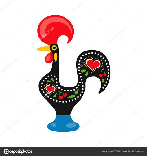 Flat Portuguese Rooster Symbol Portugal Souvenir Vector Illustration
