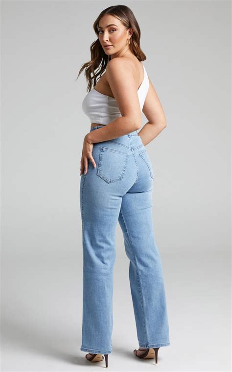 denim womens showpo dr denim moxy straight jeans in less blue rinse ~ komodopos