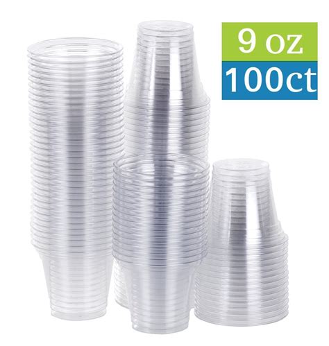 Tashibox 9 Oz Disposable Plastic Party Cups Tumblers 100 Count