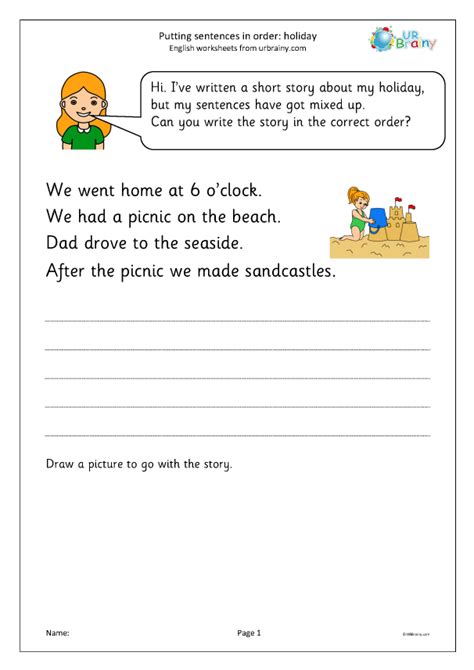 Putting Sentences In Order Holiday Ordering Sentences By
