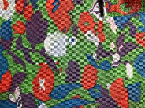 vintage fabric 60 s mod floral cotton polyester etsy