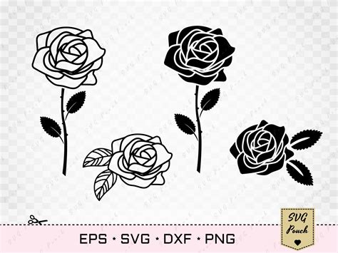 Rose Svg Rose Bundle Svg Rose With Leaves Svg Rose Fl