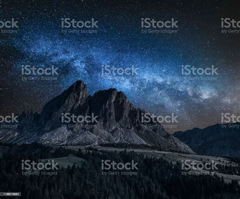 Milky Way Over Passo Delle Erbe In Dolomites Stock Photo Download