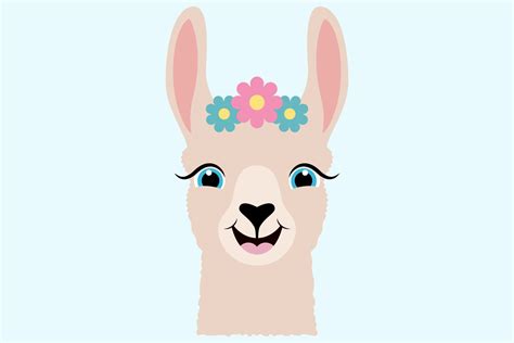 Cute Llama Svg Cut Files Happy Farm Animal Llama Face