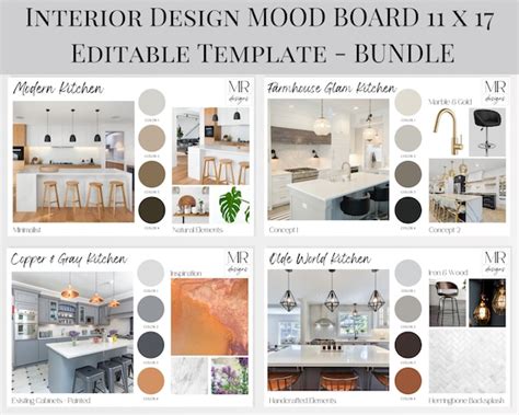 Editable Interior Design Mood Board Template Bundle Kitchen Etsy
