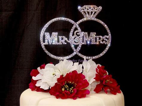 Gorgeous Mr Mrs Real Rhinestone Rings Wedding Cake Topper Weddbook