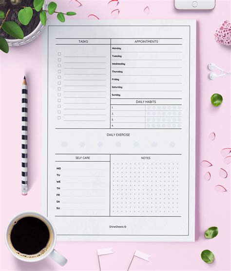 Weekly Planner Printable / Week on 2 pages | ShineSheets