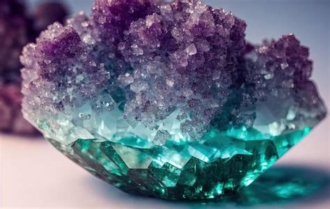 Premium Photo Blue And Green Crystals Amethyst Crystal On A White