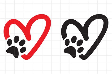 Paw Print Dxf Free 🍓paw Print Love Heart Clipart Eps Svg Dxf Png