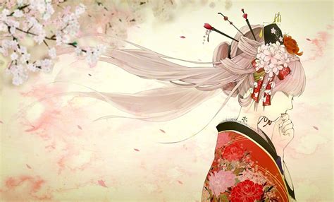 Wallpaper Anime Girls Red Vocaloid Cherry Blossom