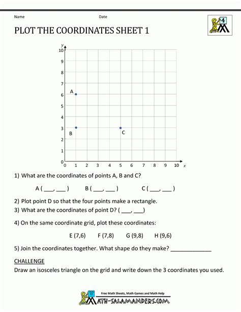 Coordinate Grid Worksheets 5th Grade