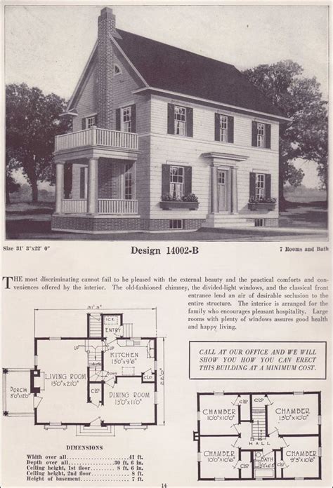 1925 Colonial Revival House Plans Classic Home Two Story 1925