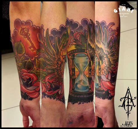 Wings Feather Hourglass Tattoo By Agat Artemji Best Tattoo Ideas Gallery