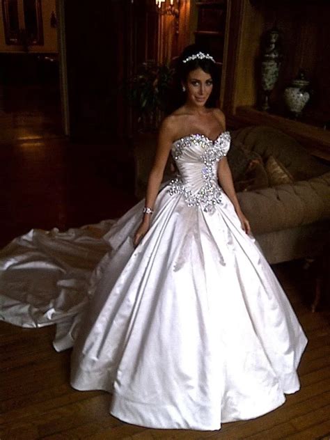 Ivory Bling Pnina Tornai Wedding Dress Sweetheart Ball Gowns Sparkly Crystal Backless Chapel
