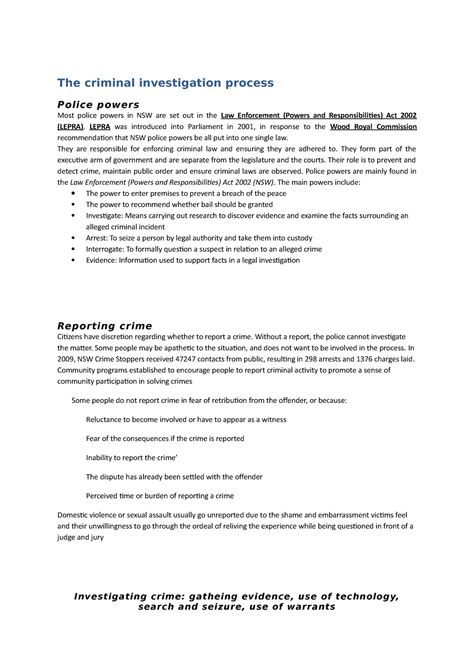 #2 The criminal investigation process - The criminal investigation