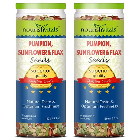 Nourish Vitals Roasted Pumpkin Sunflower And Flax Seeds 150gm Pack Of 2