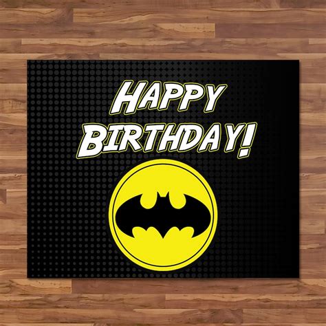 Batman Happy Birthday Sign Batman Birthday Banner Sign Etsy