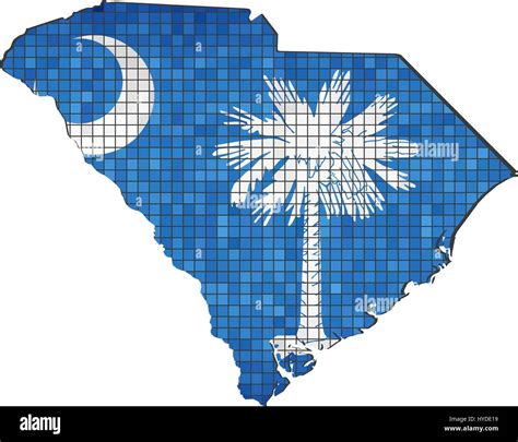 South Carolina Map With Flag Inside Illustration South Carolina Map