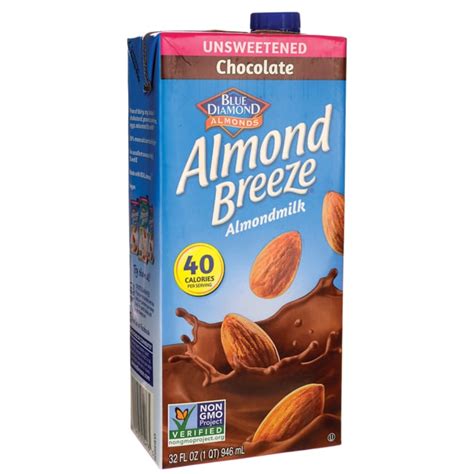Blue Diamond Almond Milk Almond Breeze Chocolate Unsweetened 32 Fl Oz