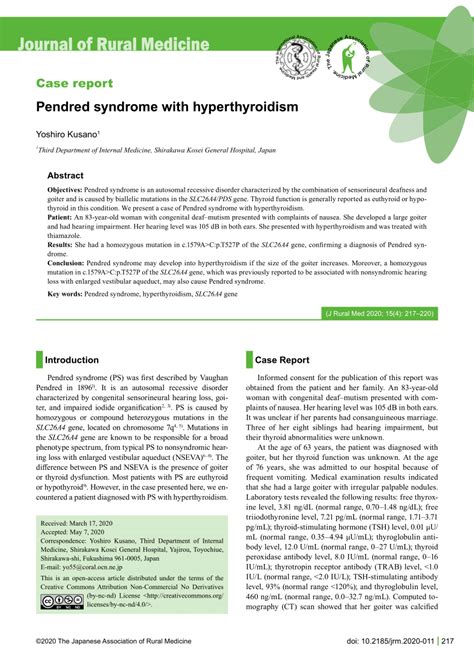 Pdf Pendred Syndrome With Hyperthyroidism