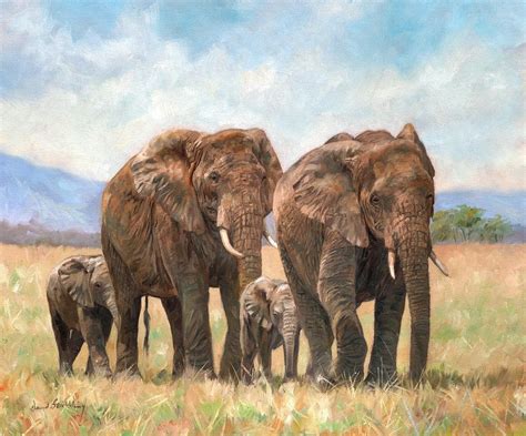 African Elephants Painting By David Stribbling