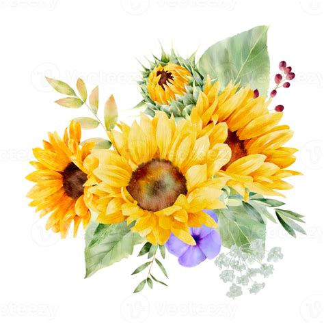 Watercolor Sunflower Bouquet 9667981 Png