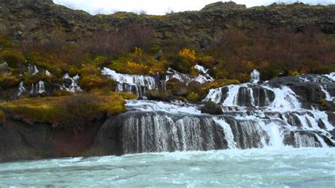 Cascadas Hraunfossar Y Barnafoss Islandia — Hraunfossar And Barnafoss