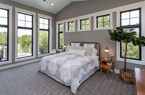 Black Window Frames With White Trim In Contemporary Bedroom Pella
