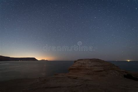 Landscape Of Cliff Under Night Starry Sky Stock Photo Image Of Nature