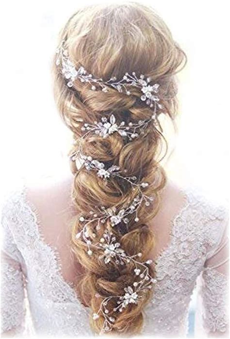Missgrace Bridal Crystal Rhinstone Flower Silver Vintgae Hair Vine Headpiece For Festival