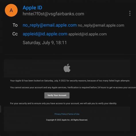 Apple Id Phishing Scams Code Password Reset Email Fake Security