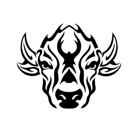 Tribal Bull Head Logo Tattoo Design Animal Stencil Vector