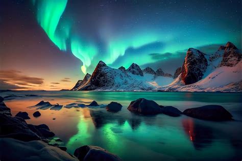 Premium Ai Image Aurora Borealis On The Lofoten Island Norway