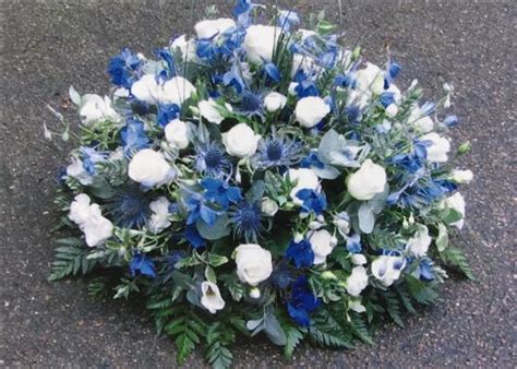 Funeral Flowers Blue And White Country Posy