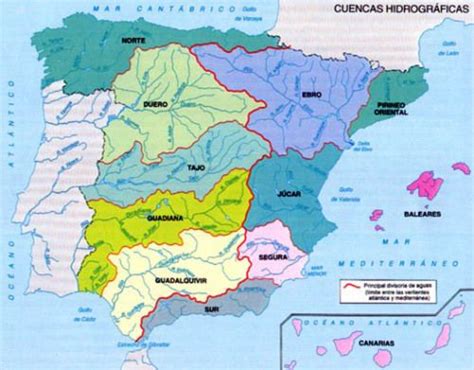 Mapa De Las Vertientes Hidrograficas De España Mapa Fisico