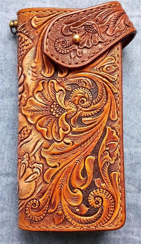 Surakarta floral set decorative vectors leather tooling patterns tooling patterns leather carving. Tooled Biker wallet leather wallet Dragon Skull Sheridan ...