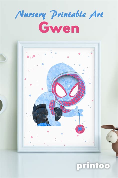 Gwen Spider Girl Watercolor Spider Gwen Bust Painting Poster Nursery