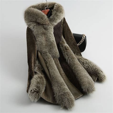 Genuine Sheepskin Coat Women Winter Thick Warm Fur Coat Natural