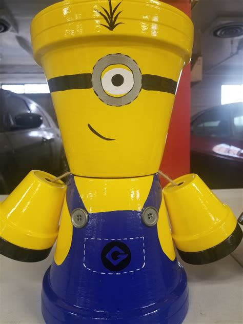Hand Painted Minion Clay Flower Pots Pair Etsy