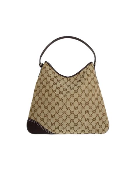 Gucci Monogram Canvas Britt Hobo Bag W Leather Trim For Sale At 1stdibs