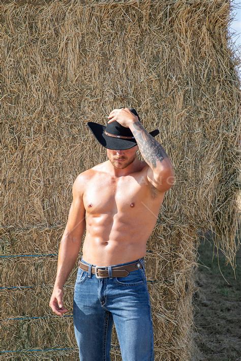 Hot Shirtless Muscular Cowboy By Haystack Rob Lang Images