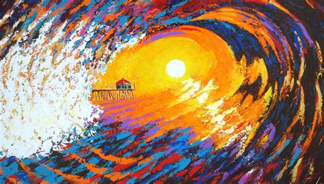Beach Art Sunset Wave Art Acrylic Painting By Larisa Lewis Wave Art
