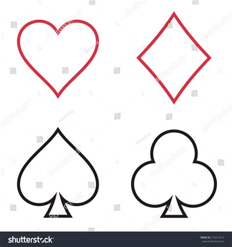 Playing Cards Outline Symbols Collection On Stock Vector 215313514