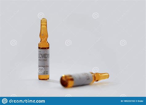 View Of The Ampules With Medicine On White Back Stock Photo Image Of