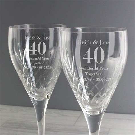 Anniversary Personalised Crystal Wine Glasses Uk